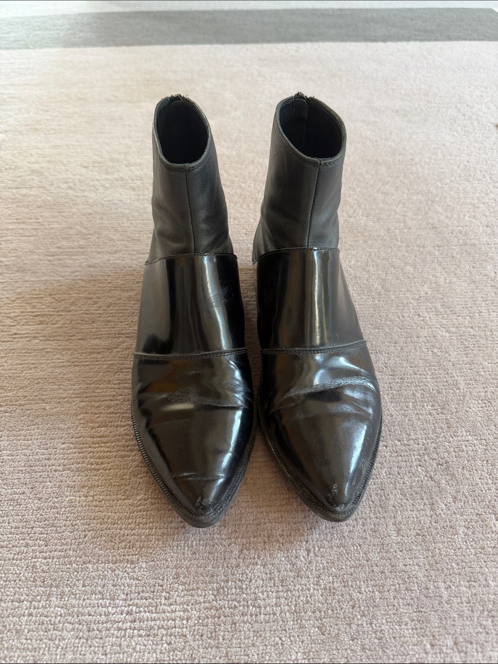 MM6 Maison Margiela Patent Leather Booties